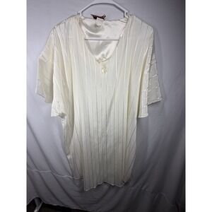 VTG Diana Marco Caftan Nightgown XL White Satin Stripe Kaftan Loungewear